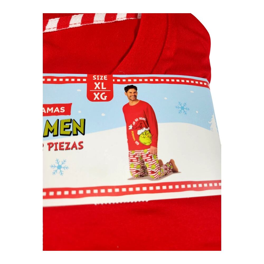NEW The Grinch Men's 2 Pc Pajama Set Christmas Sleepwear Pants/ Shirt XL NWT - Picture 3 of 6